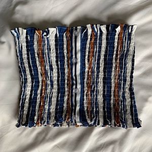 stripes shocked tube top with buttons
